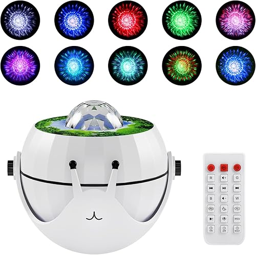 AMIR Proyector de estrellas de galaxia, luz estrellada, proyector de galaxia para decoración de dormitorio, luz nocturna con 10 efectos de luz,