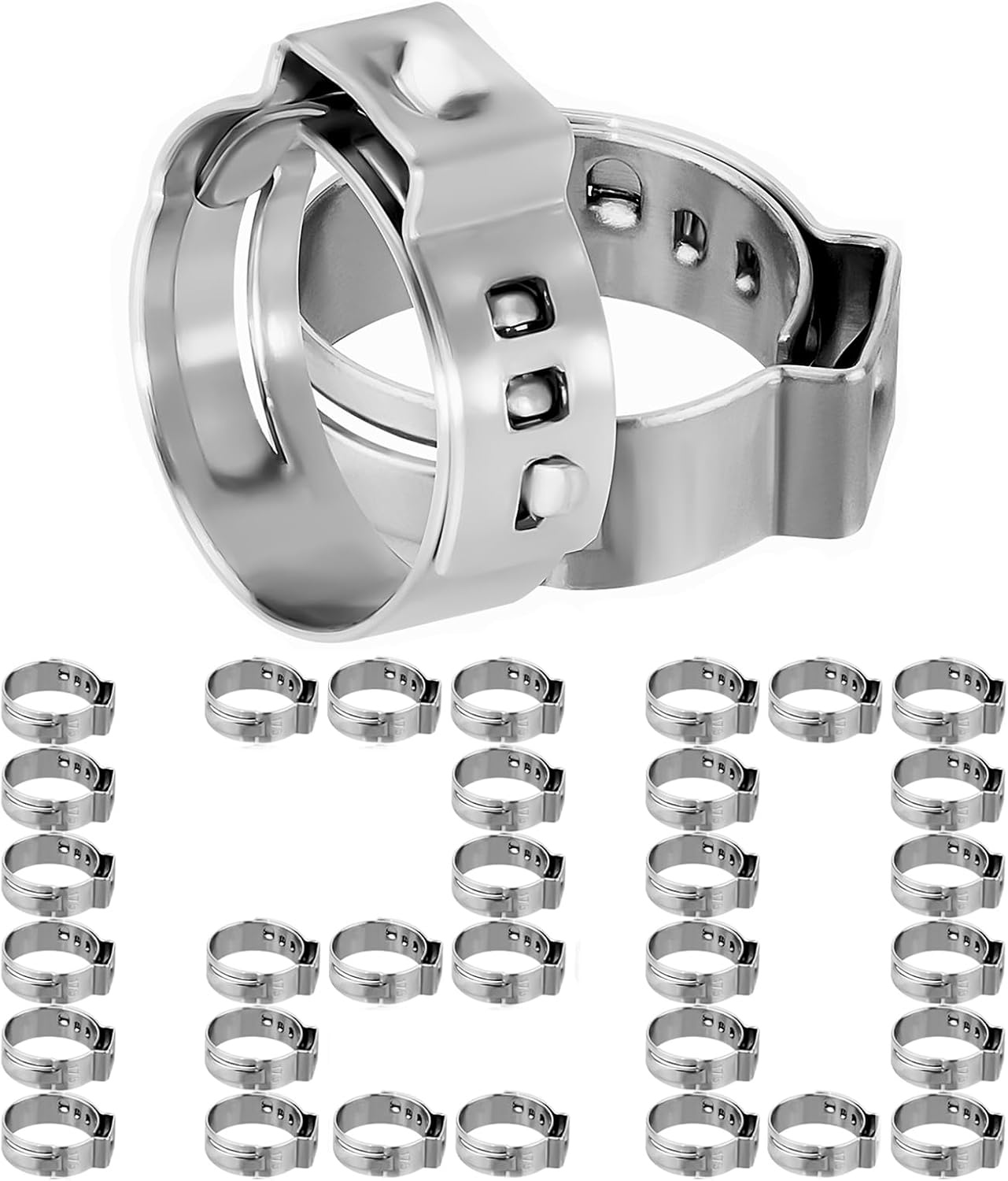 120Pcs 1/2 Inch PEX Cinch Clamps, 304 Stainless Steel Cinch Crimp Rings Pinch Clamps for Pex Tubing Pipes Fitting Connections