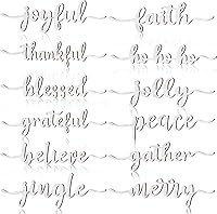 Vista 16 de 12 piezas de letreros de madera con palabras navideñas recortadas "Joyful Merry Thankful Grateful Blessed Peace Gather" para decoración de plato