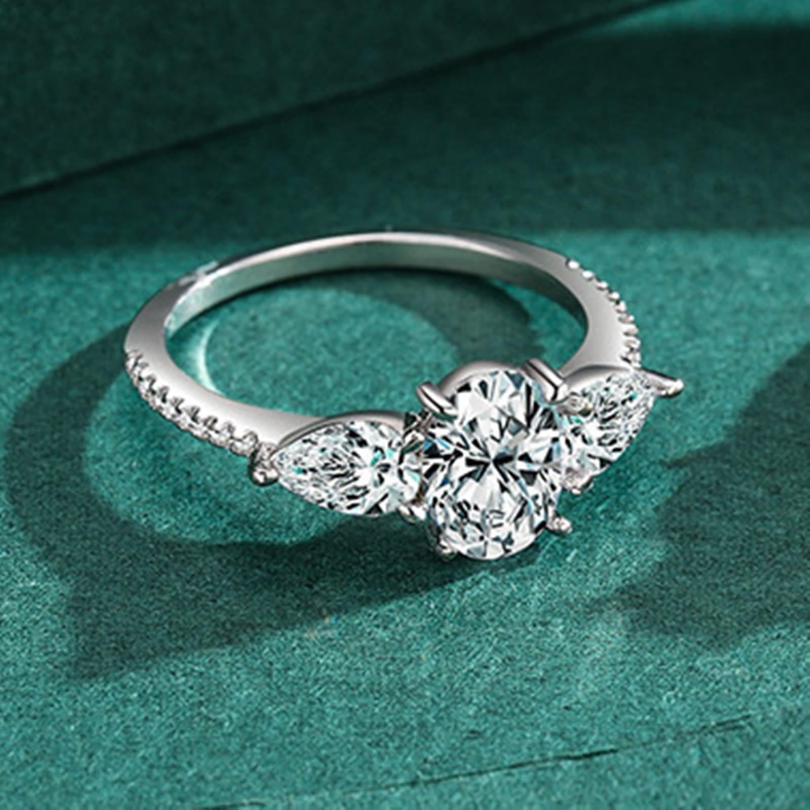 Anillos de mujer, alianzas de boda clásico con circonita cúbica ovalada de plata 925 regalo de boda aniversario