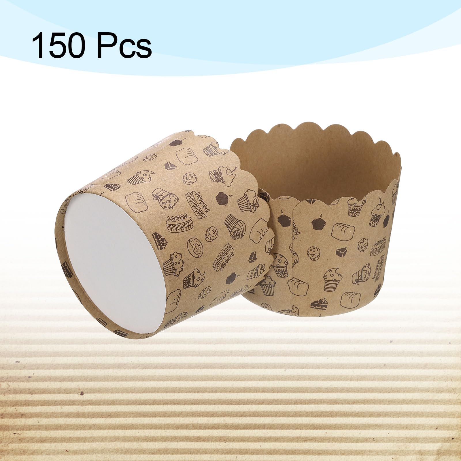 QUARKZMAN 150Pcs Moule à Cupcakes en Papier 6Oz en Papier Kraft Brun