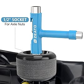 Zeato All-In-One Skate Tools Multi-function Portable Skateboard T Tool Accessory with T-type Allen Key and L-type Phillips Head Wrench Screwdriver - Blue