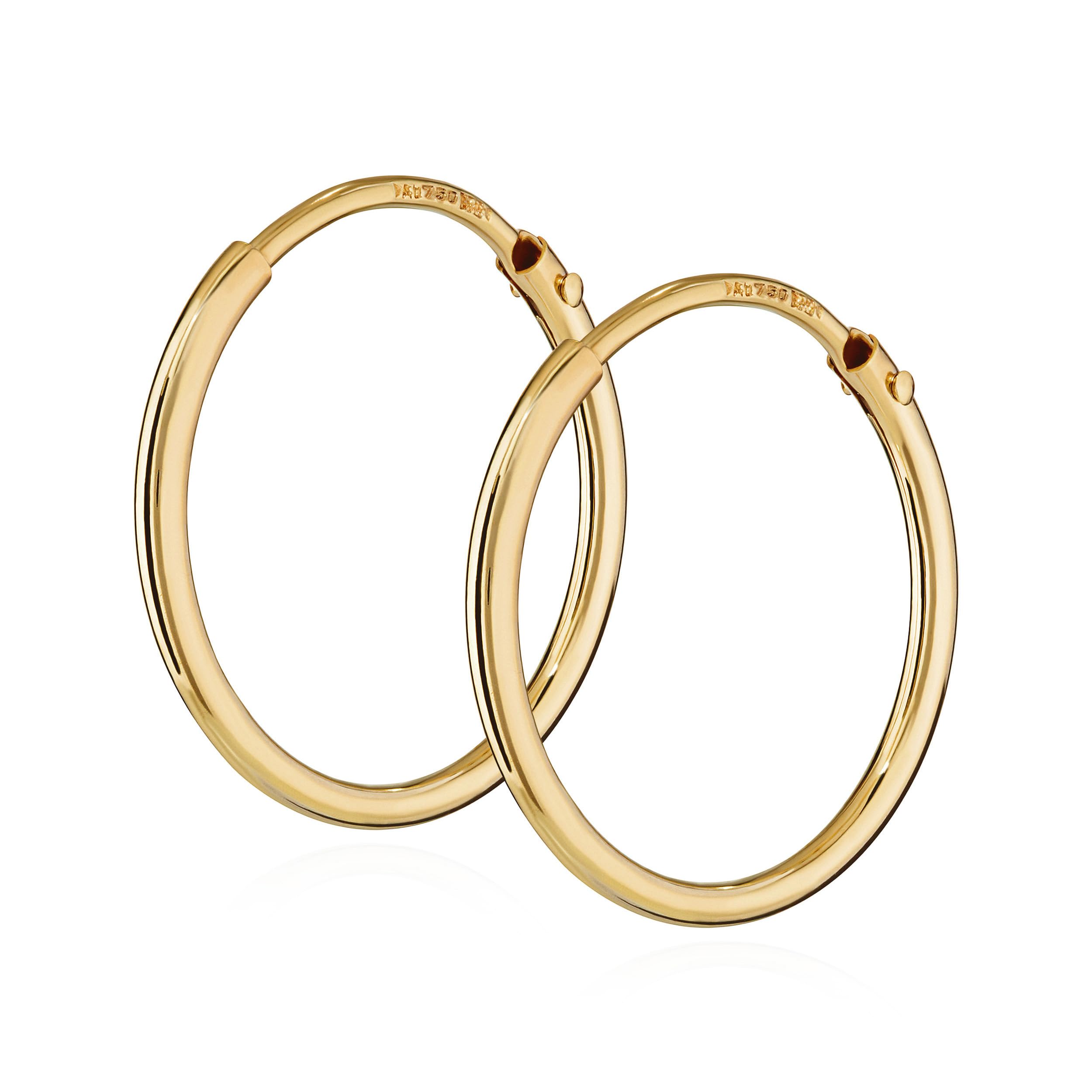 NKlaus PAAR 750 ORO giallo 18K timbrato orecchini a cerchio orecchini 13mm 1756