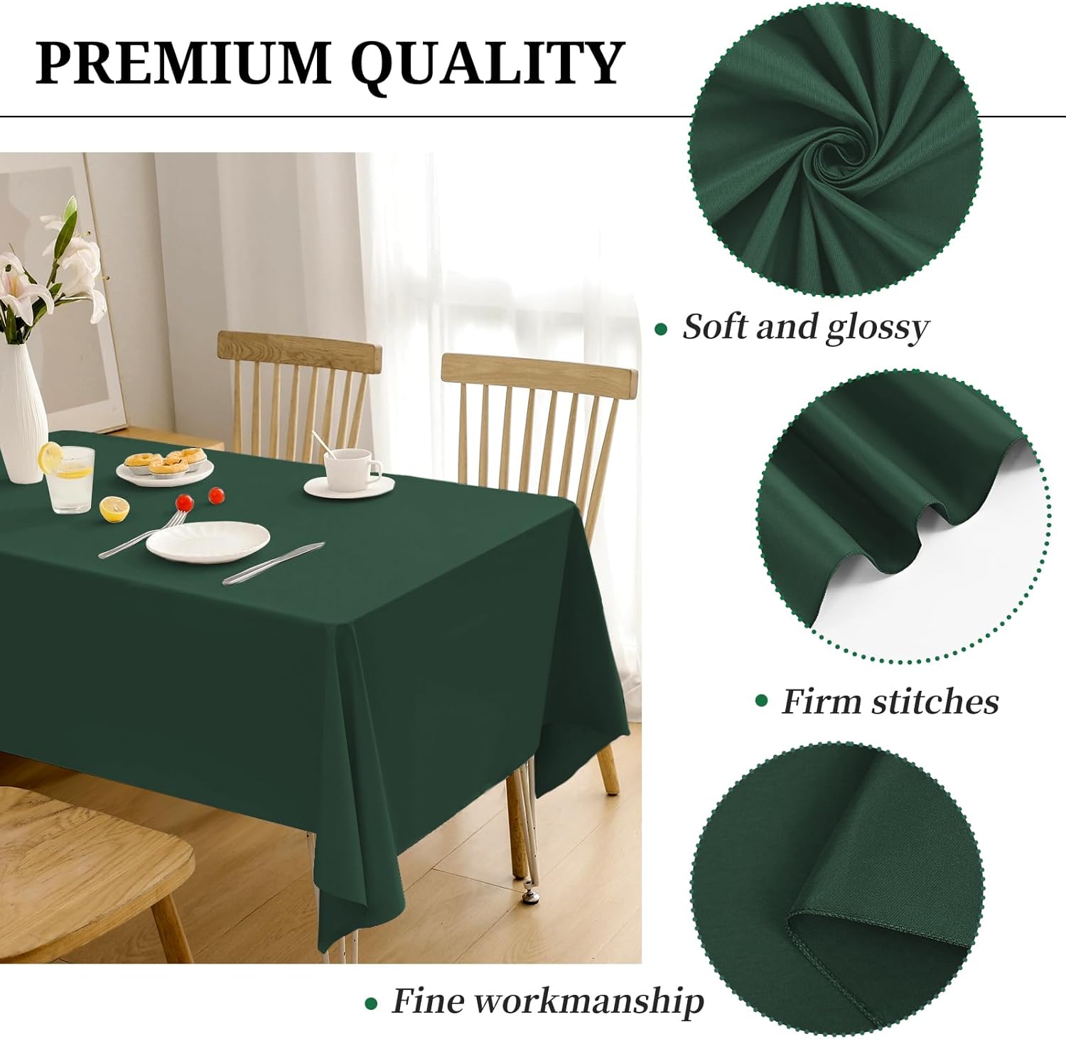 12 Pack Hunter Green Tablecloths for Rectangle Tables 60 x 102 Inch Polyester Tablecloth 6 Foot Rectangle Table Cloth Wrinkle Resistant Washable Fabric Table Cover for Party Wedding Banquet Events