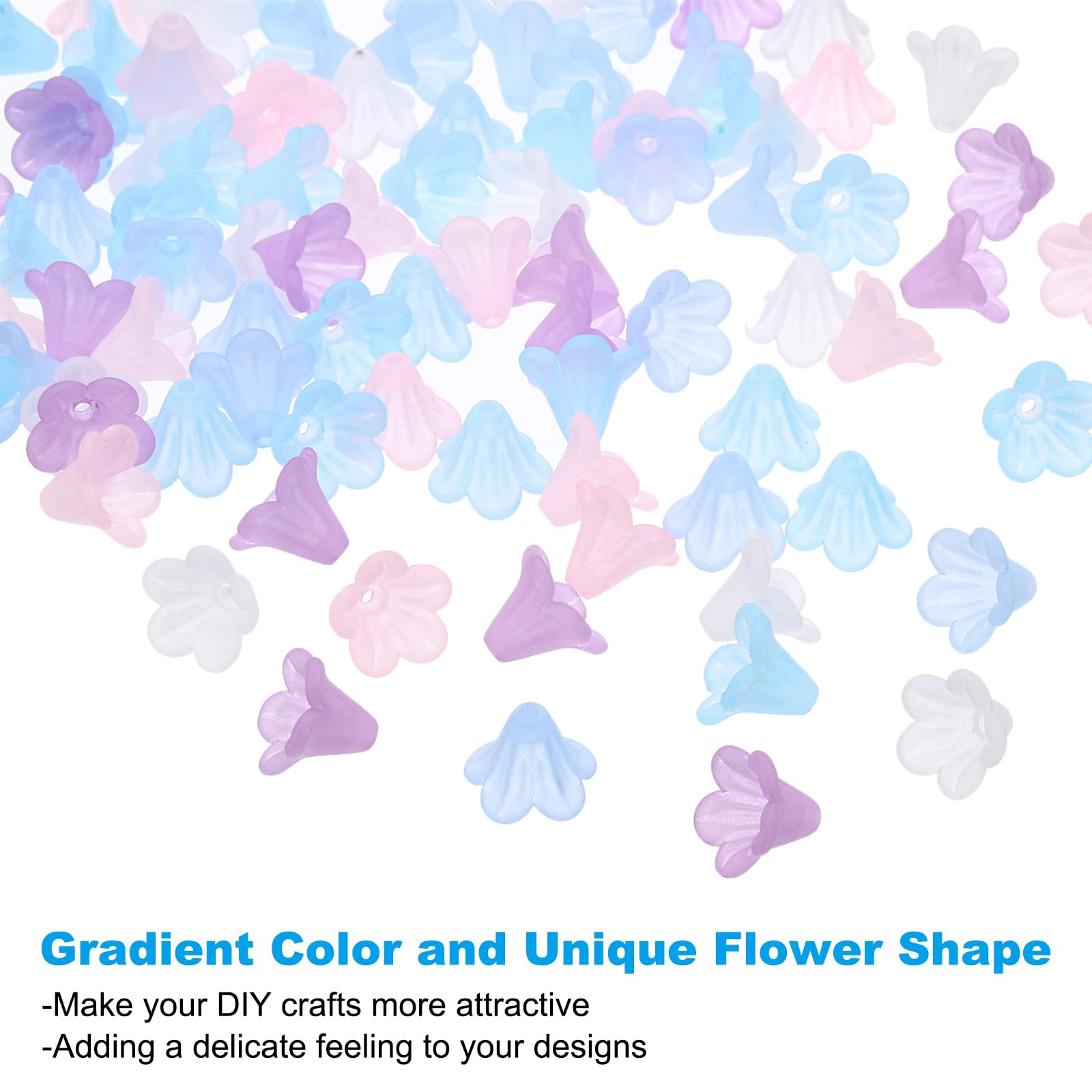 PATIKIL Frosted Flower Beads, 100 Pcs Acrylic Trumpet Flower Beads for Bracelets Earrings, Necklaces - Image 4