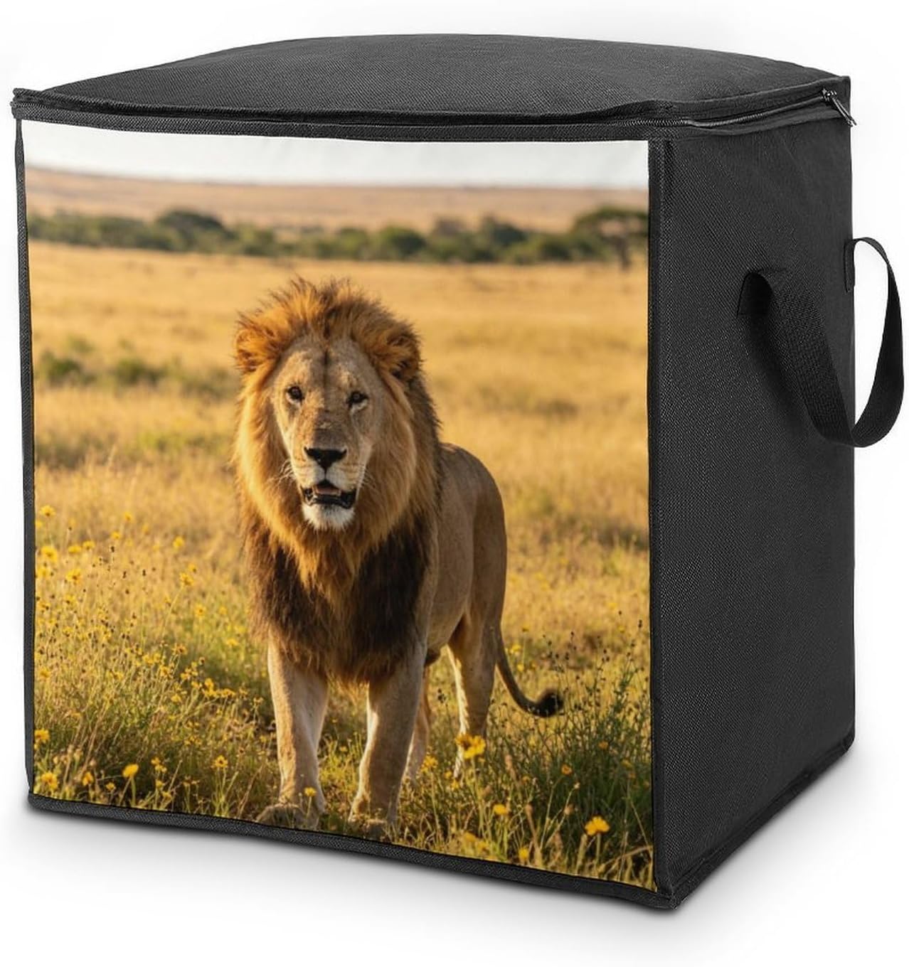 Majestic Lion Comforter Storage Bag Moving Bag | Clothes Storage Bins-70L,Moving Bag With Dual Handles For Easy Carrying, Zipper Design Durability for Home,Bedroom,Closet