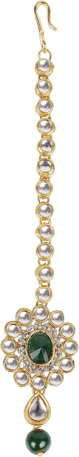 I Jewels Gold Plated Indian Wedding Bollywood Kundan & Stone Studded Maang Tikka for Women