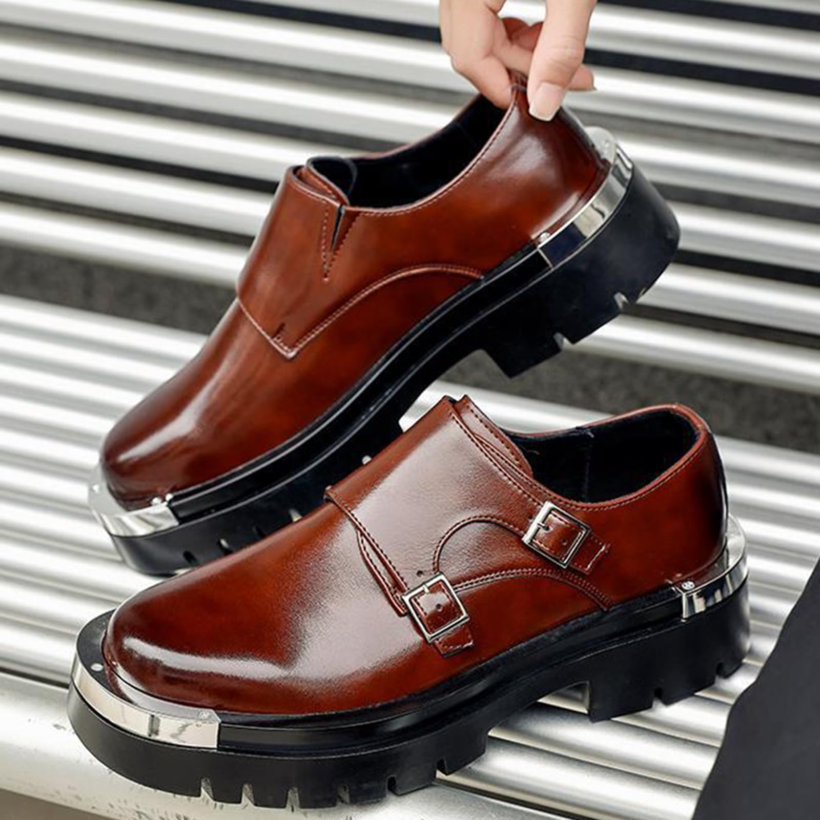 Mocassini Plateau Uomo Scarpe Eleganti Slip-On Comode