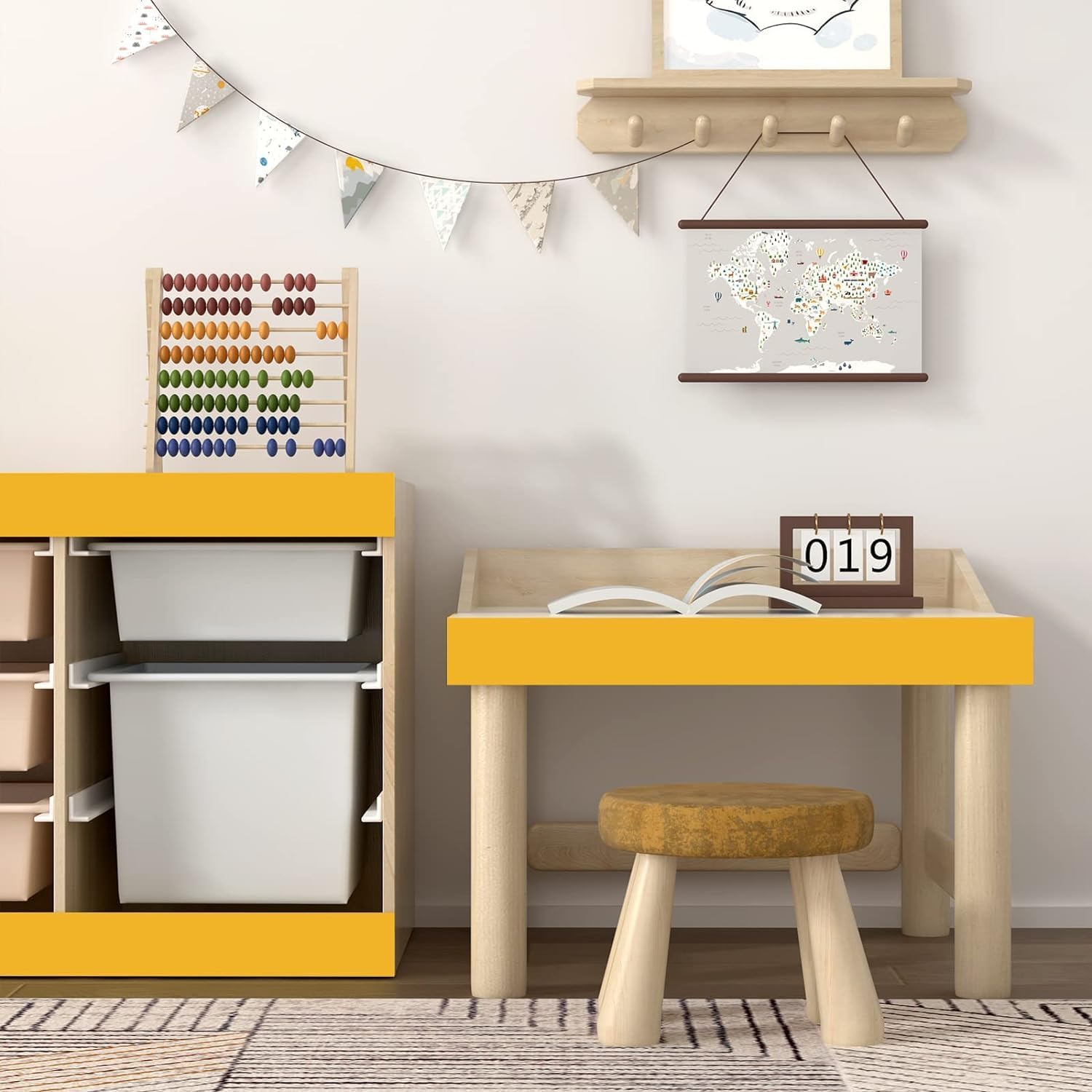 YENHOME Yellow Wallpaper Border Peel and Stick Mirror Frame Border Removable Waterproof Wallpaper Trim for Bathroom Kids Bedroom Bulletin Board Yellow Sticker for Bulletin Board Decoration 3"X236"