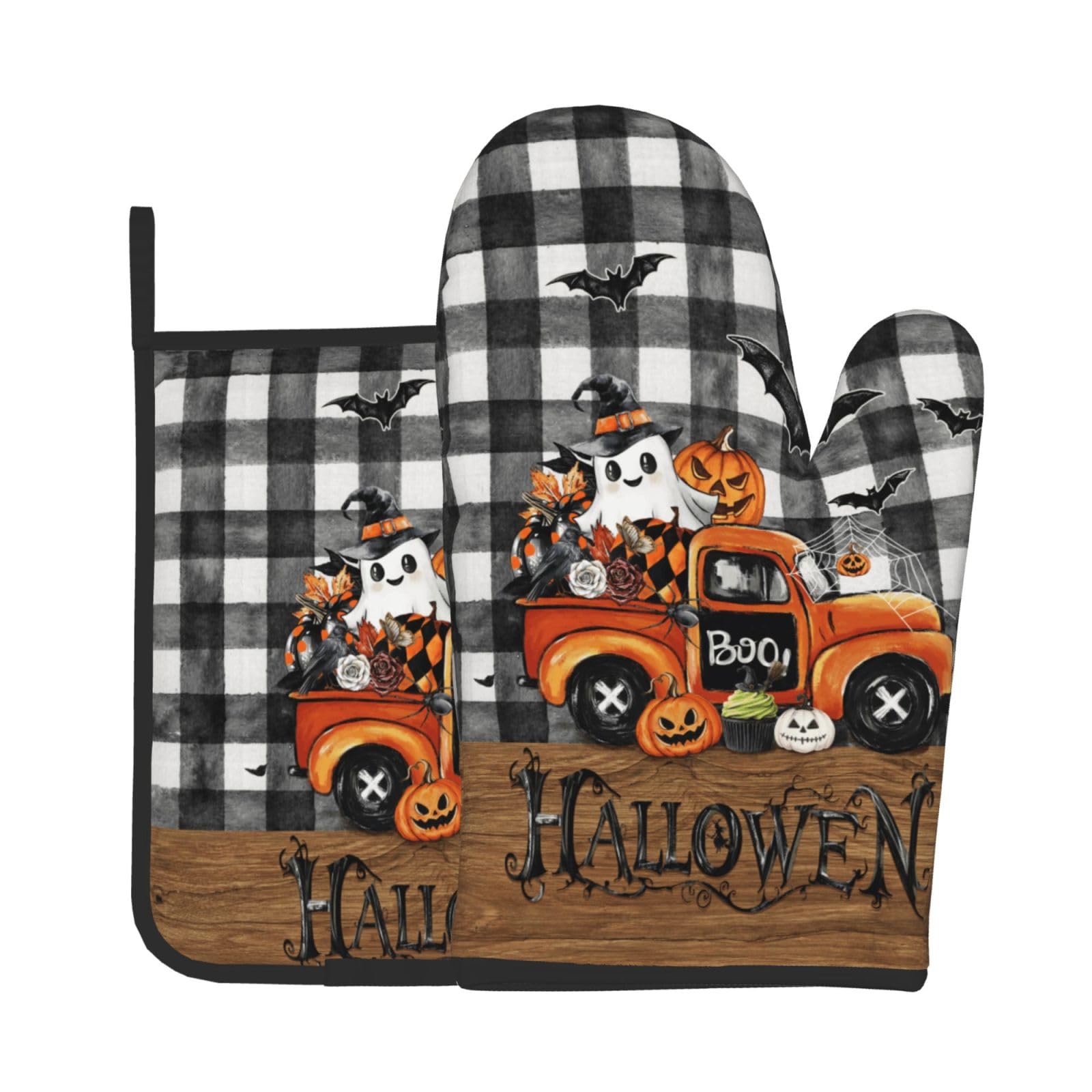 Halloween Oven Mitts and Pot Holders Sets 2 Pack