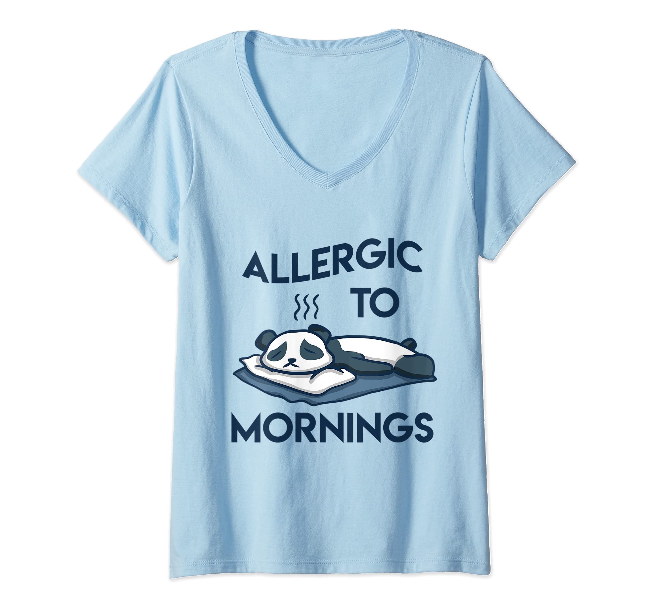 Womens Cute panda allergic to mornings V-Neck T-Shirt