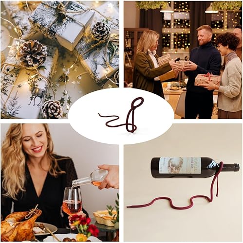 Miniatura 6 de STANDOUTELROAL (rojo vino) Creative Magic Suspending Rope Wine Holder,Botella flotante de estante de vino de ilusión,para cocina hogar,Decoración de