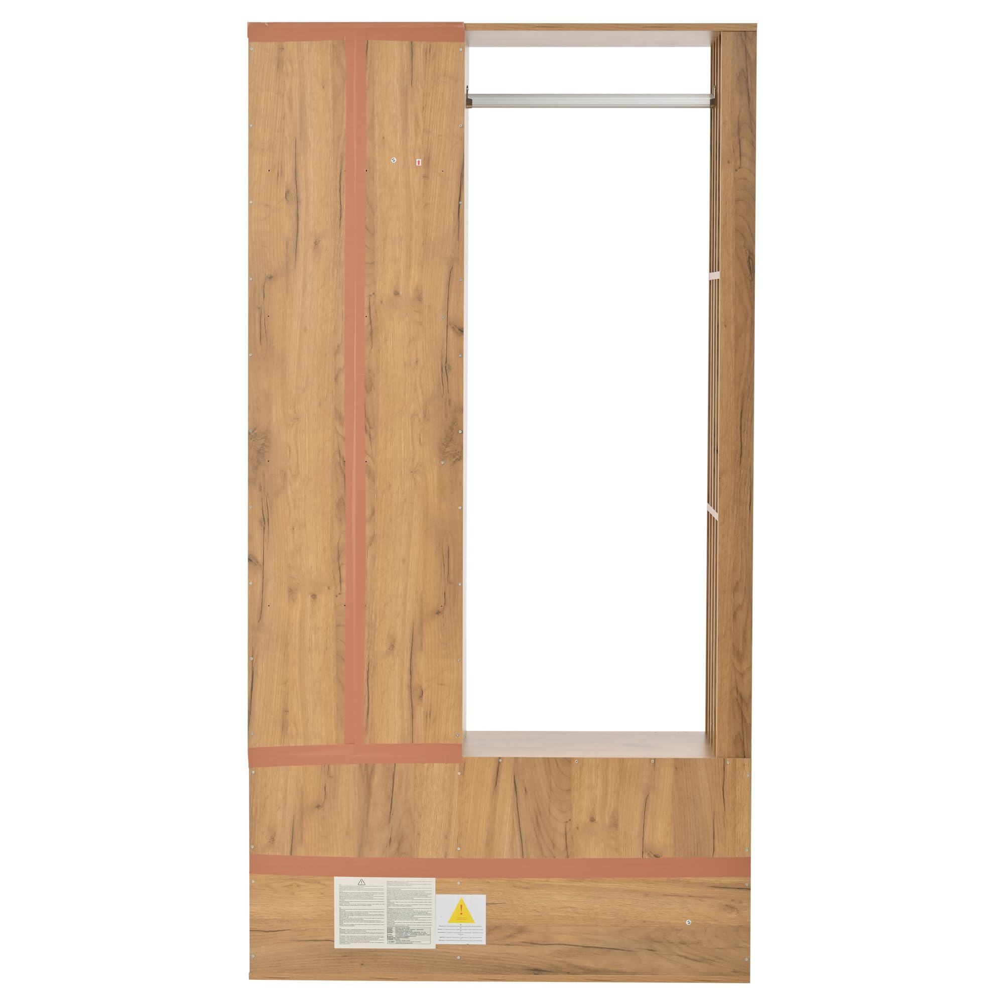 Garderobenschränke 100x33x190cm, 6-in-1-Eingangsschrank, zum Aufhängen von Mänteln, Flurschrank mit Wäscheständer & Spiegel, Schrank mit unterer Tür, Holzfarbe