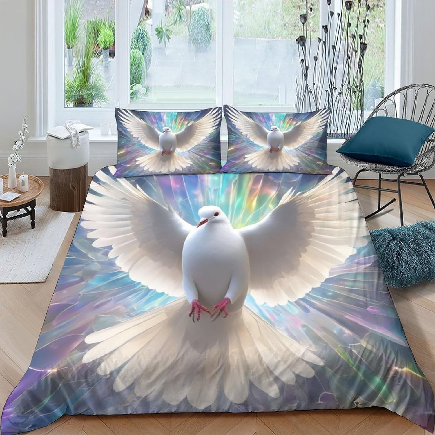 Housse de couette enfant pigeon 135x200 cm avec 2 taies d'oreiller