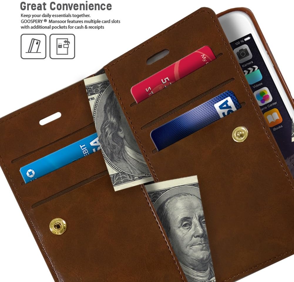 Goospery Mansoor Wallet for Apple iPhone 6S Plus Case (2015) iPhone 6 Plus Case (2014) Double Sided Card Holder Flip Cover - Brown