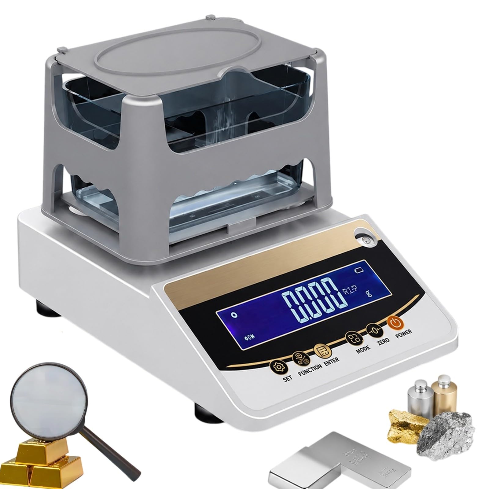 Máquina analizadora de pureza y densidad de oro digital