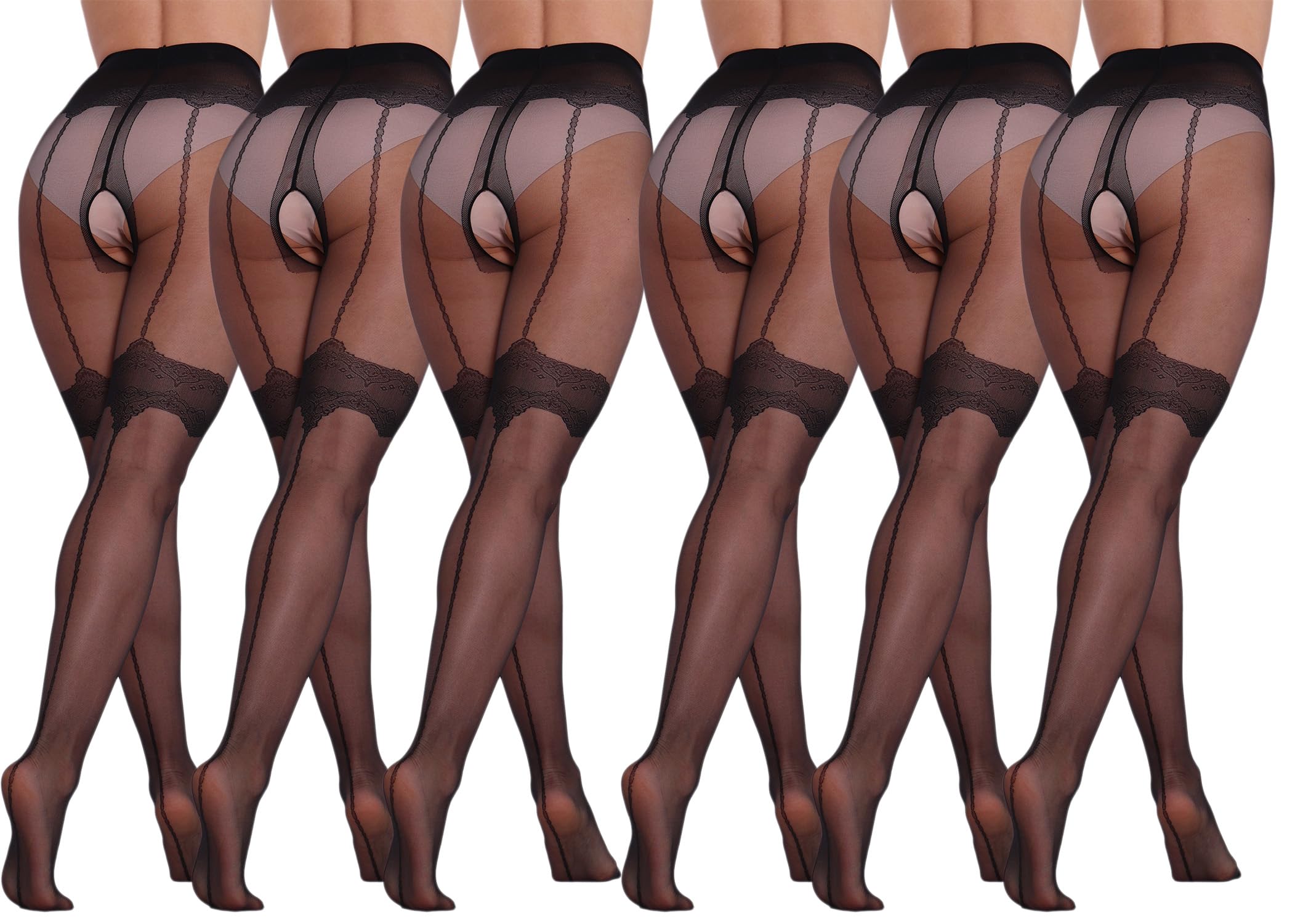 BANANALU Ouvert Strumpfhose Frau 20 Den mit Straps Muster Schritt Offen Seidig