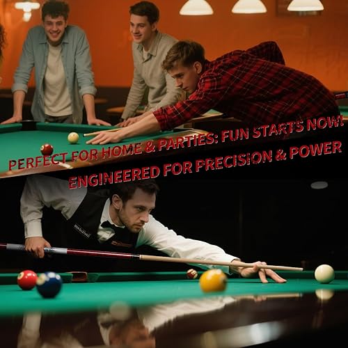 Miniatura 7 de Kmise Palo de Billar Profesional de Baja Defleción, 58 Pulgadas de Madera de Arce Duro Canadiense, Punta de Cuero de 13mm, Agarre Antideslizante 3D,