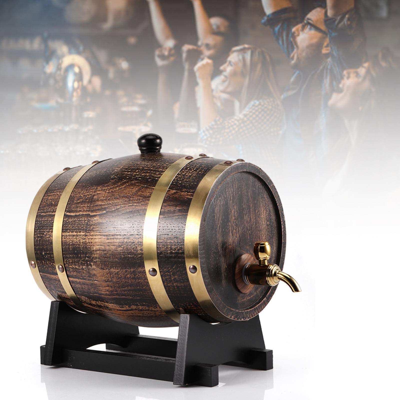 ciciglow Barril de Vino, 3L Estilo Retro Madera de Roble 3L Barril de Vino de Madera para Vino Brandy Whisky Barril de Barril