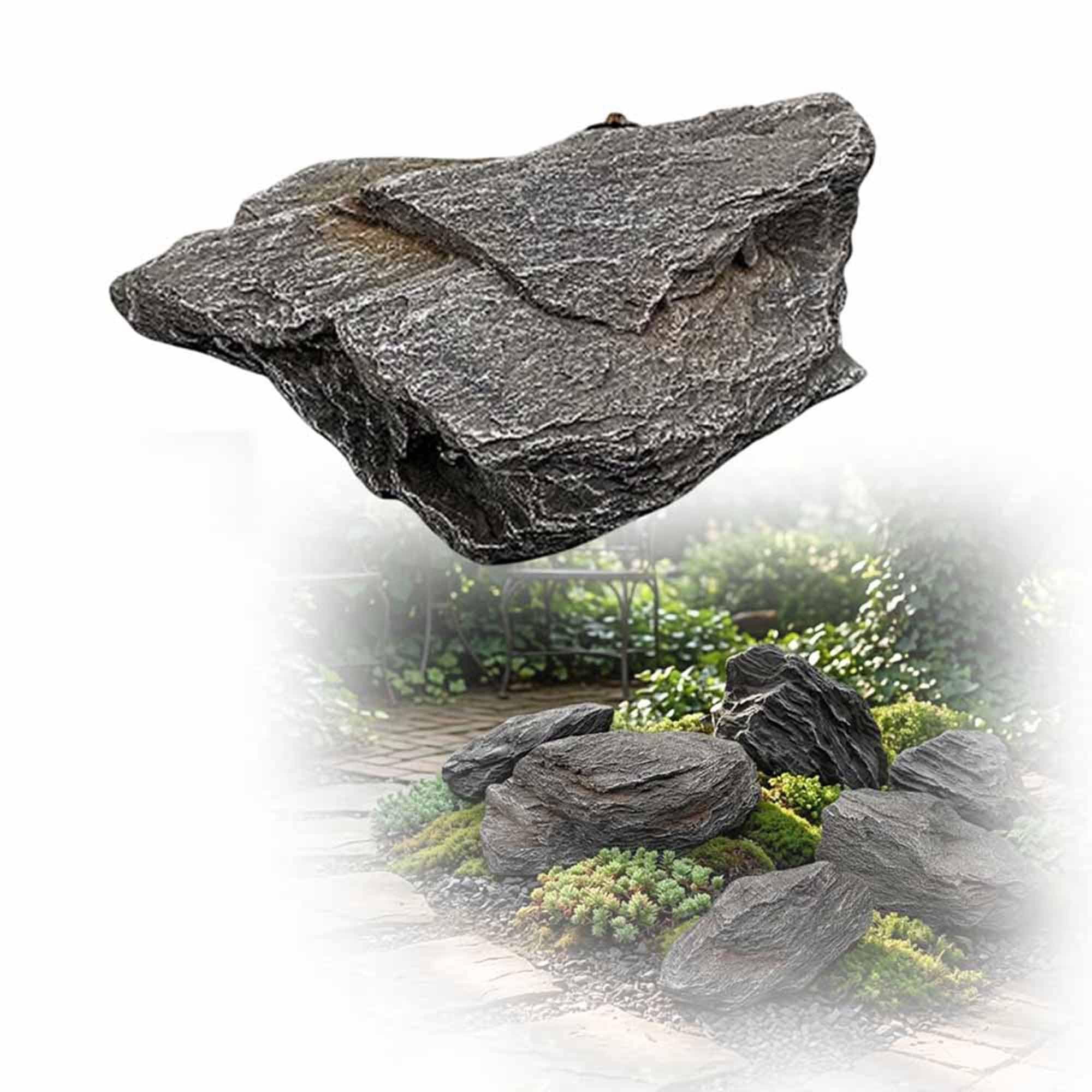 Künstliche Felsen für den Garten, Deko-Felsen in Natursteinoptik | Für Garten, Hof, Teich, Aquarium, zum Abdecken technischer Installationen & zur Gartengestaltung(37x26x12cm)