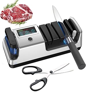 Upgrade 5 in 1 Electric Knife Sharpener, Professional 3-Stage with LCD Screen, 100% Diamond Abrasives, 3 Rotational Speed ...