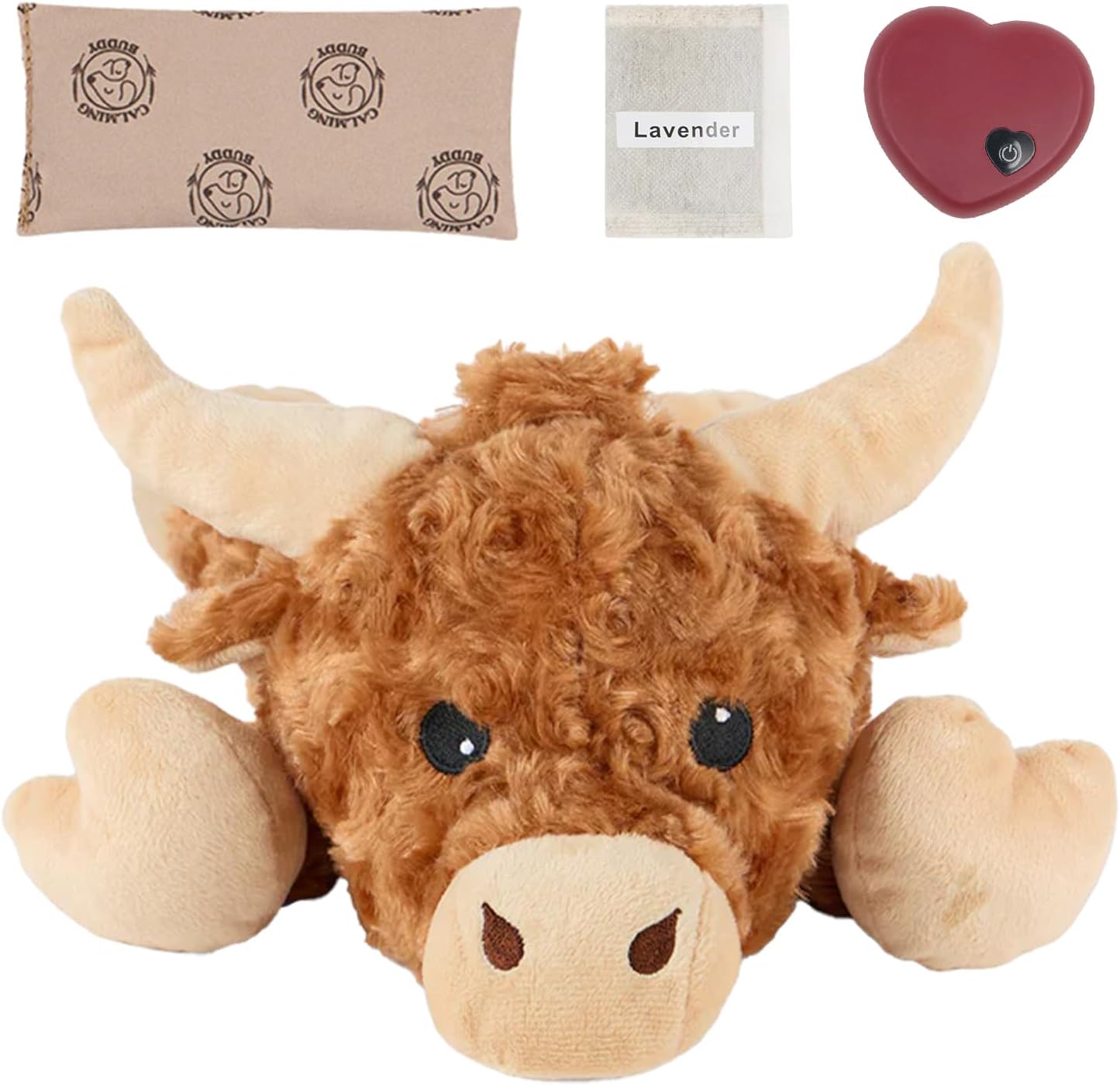 Cow - Puppy Heartbeat Toy for Anxiety Relief with Reusable Heat Pack and Lavender, Sleep Aid for Dogs, Plush Comfort Toy for All Breads