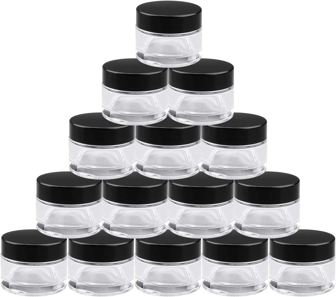 Encheng 15Pack of 2 oz Clear Round Glass Jars, with Inner Liners and Lids,Empty Cosmetic Containers,Cream jars â?¦