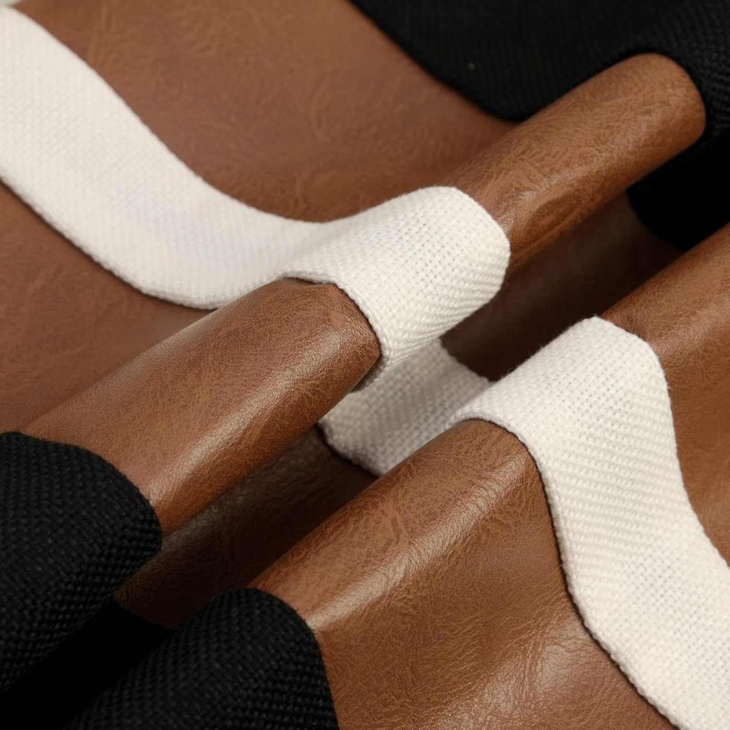 JASEN Set of 2 Faux Leather Pillow Cover 20x20, Black and White Decorative Throw Pillow Covers Brown Modern Stripe Accent Cushion Cover Couch Bed Sofa