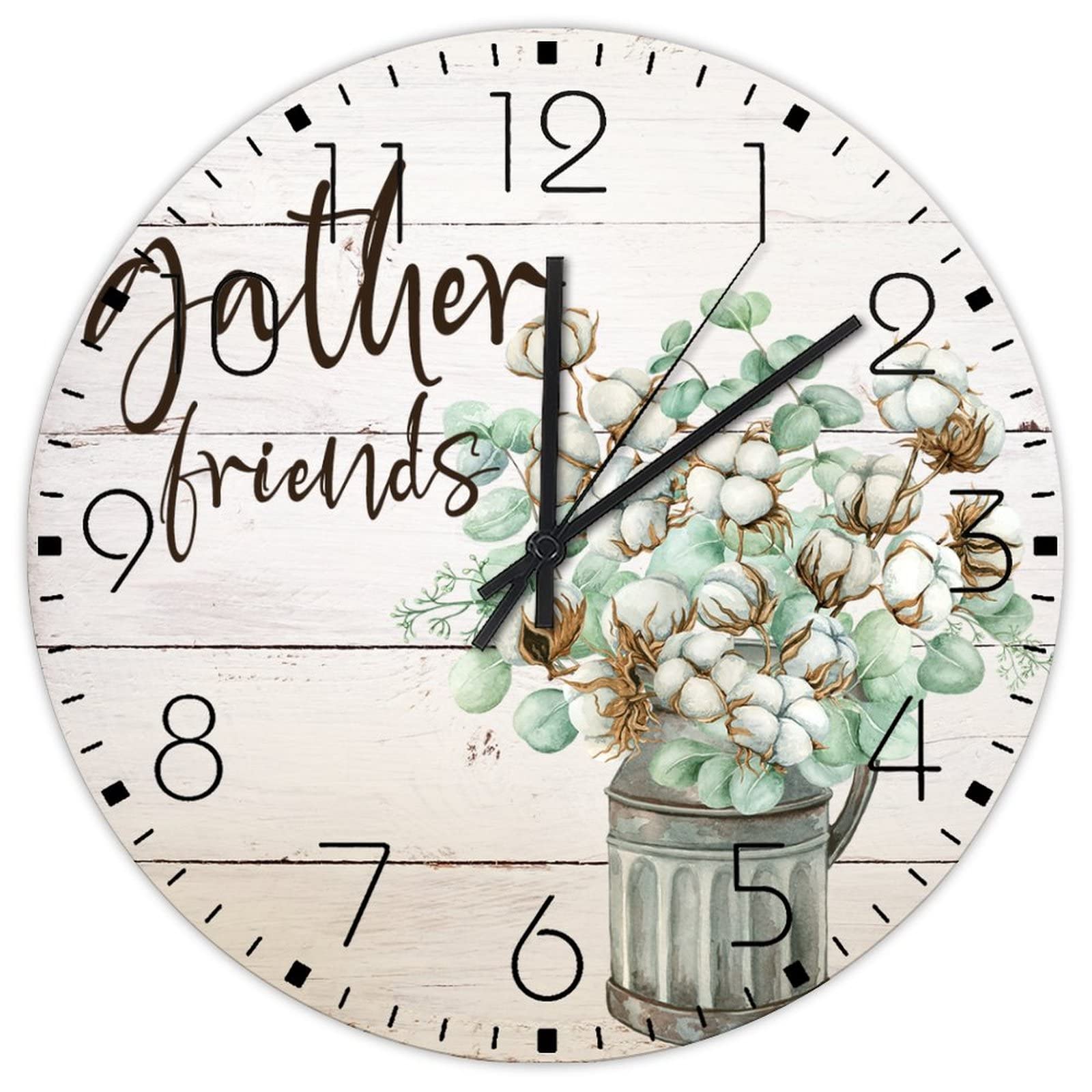 Horloge murale en bois vintage motif pot de fleurs pour une ambiance douce