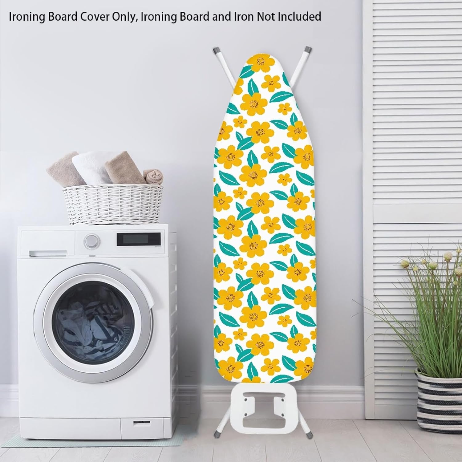 Flowers Ironing Board Cover,16"x55" Standard Ironing Board Cover with Elastic Edge and Hook and Loop Fasteners, Scorch & Stain Resistant, Polyester Home Ironing Board Covers, Retro Flower Breeze