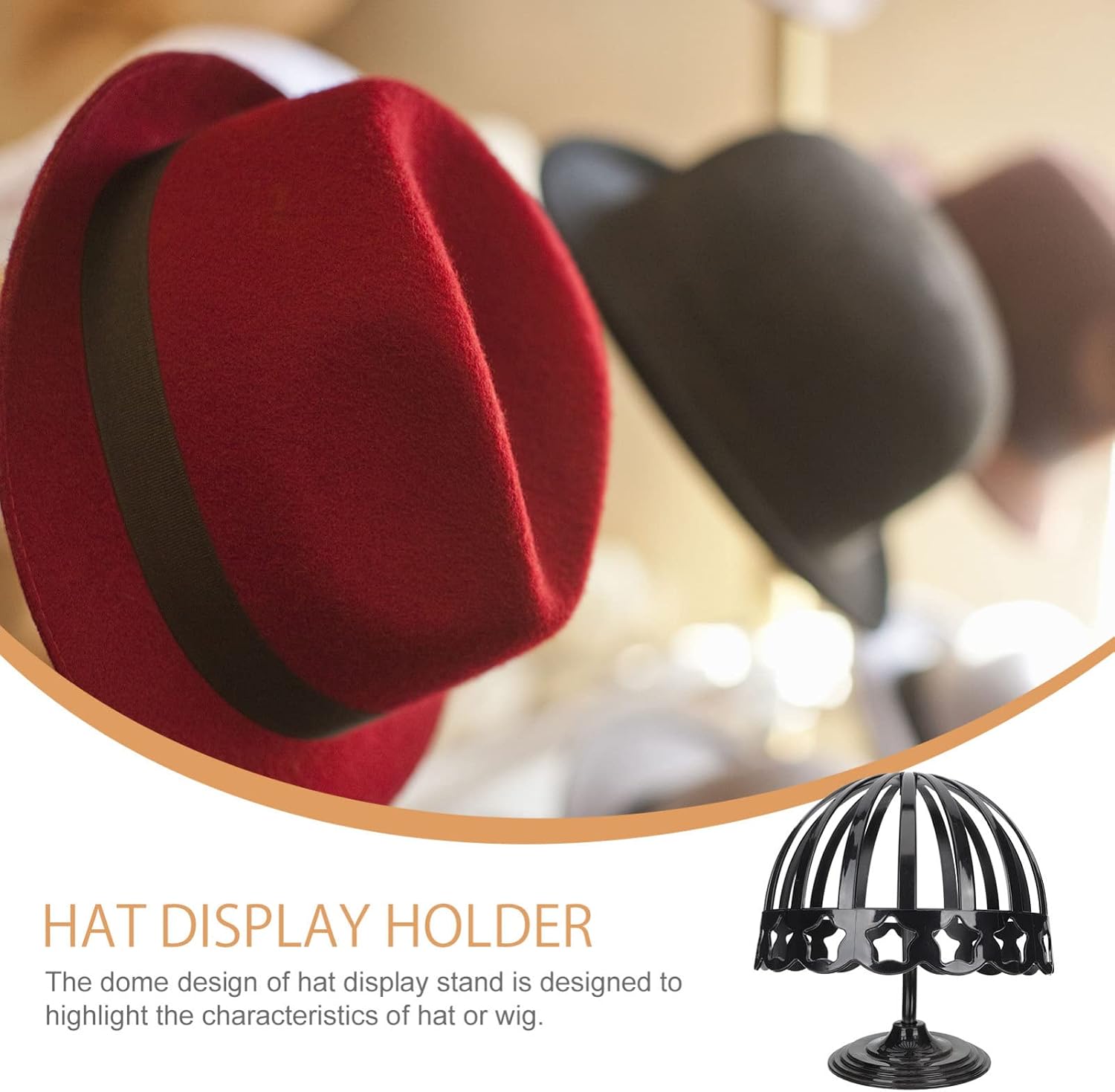 Zerodeko 2pcs Hat Display Stand Multifunctional Tabletop Cap Holder for Home and Shop Hollow Out Star Design for Eye-catching Display for Baseball Caps and Wigs