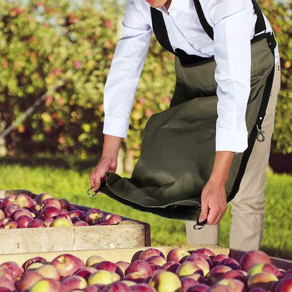 Grembiule da giardino con frutta, 1 grembiule regolabile con spalle Oxford impermeabile, resistente, per raccogliere frutta, agrumi, verdure
