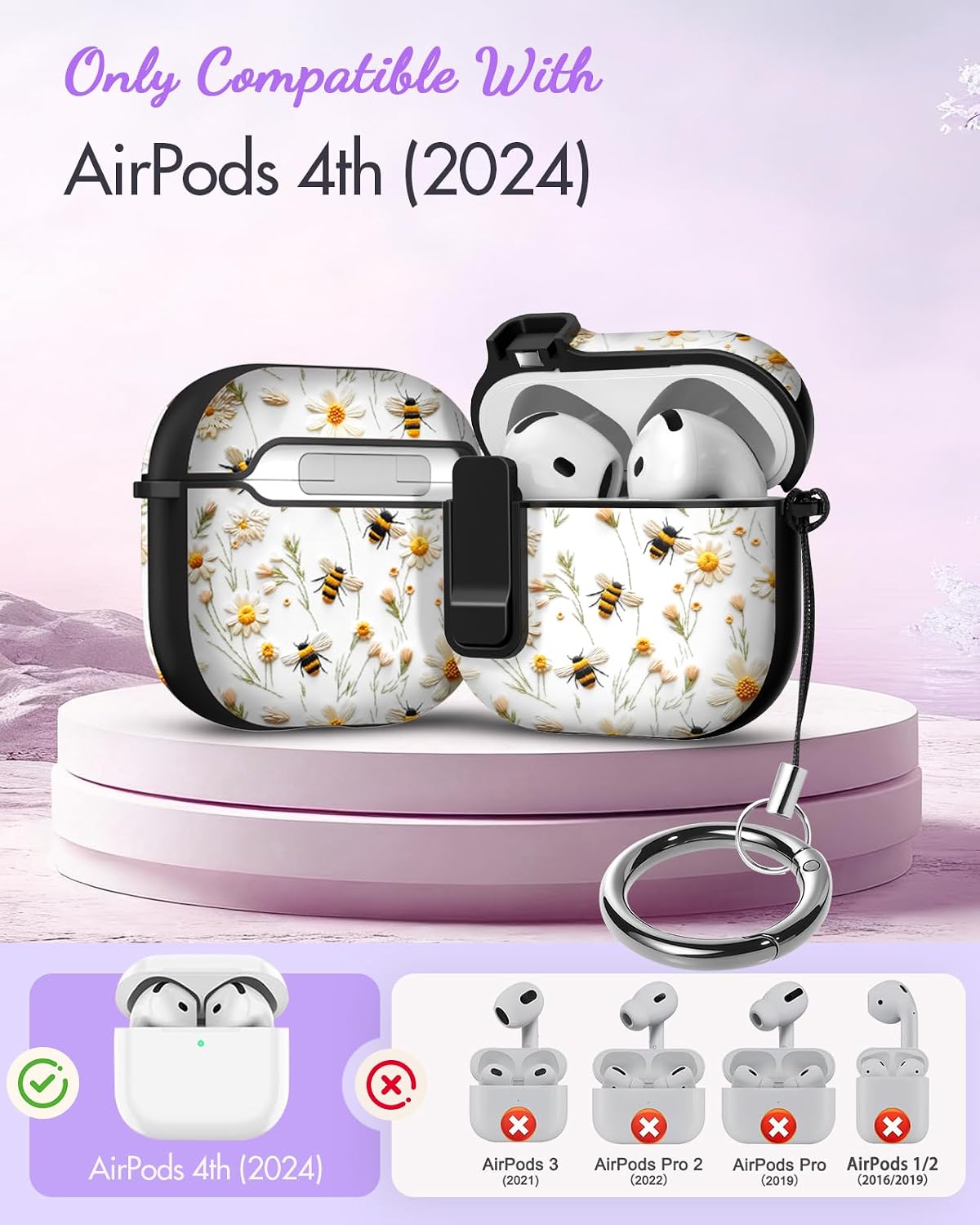 Joyleop for AirPods 5th/4th Safety Lock Case, Bees image 2