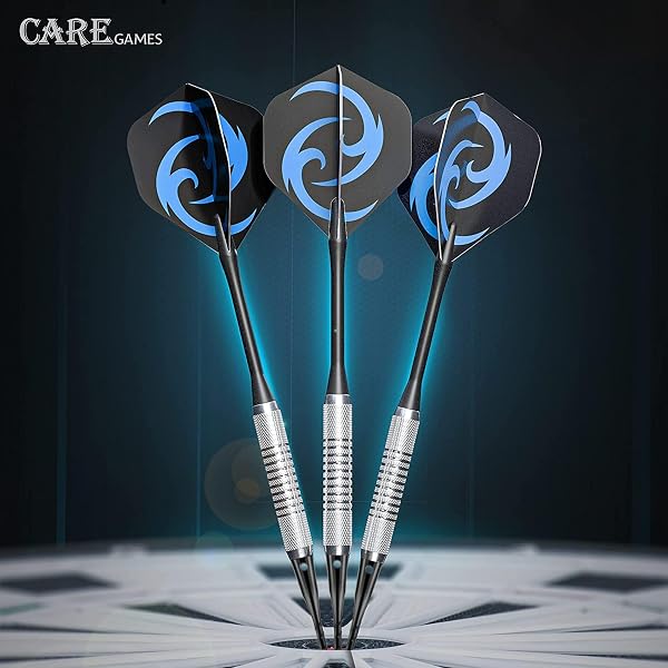 CareGames Flechette Pointe Plastique,12 Fléchettes avec 24 Ailettes et 50 Pointes,Set de Flechettes à Pointe Souple pour Cible de Flechette Electronique,Jeu de fléchettes Professionnel,Sûre et Durable - 4