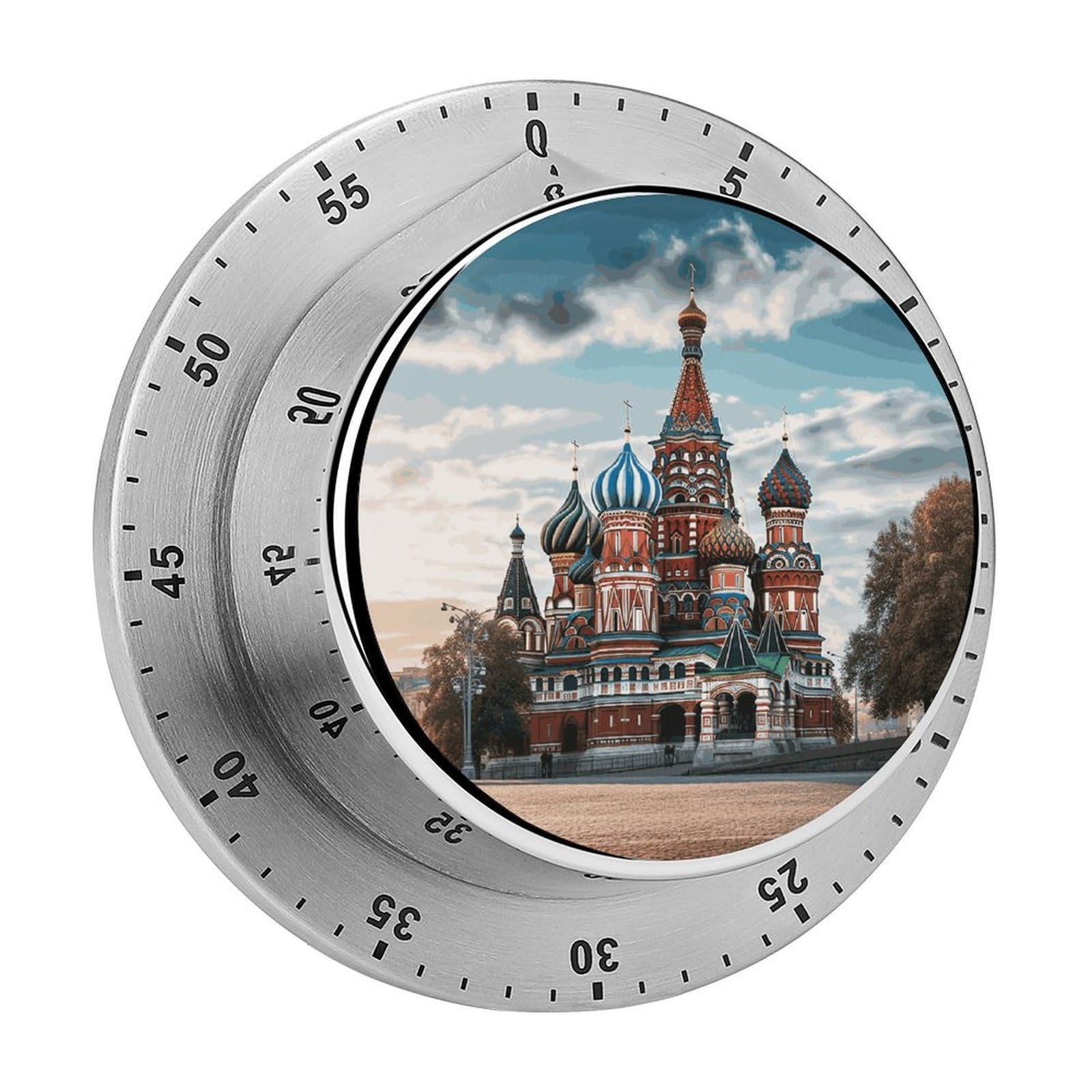 Adfgyerh Style St Basil Cathedral Red Square In Moscow Timer For Cooking, Kitchen Timer Magnetic No Batteries Required, Mechanical Timer With Loud Alarm, For Fitness Baking Exercise Oven
