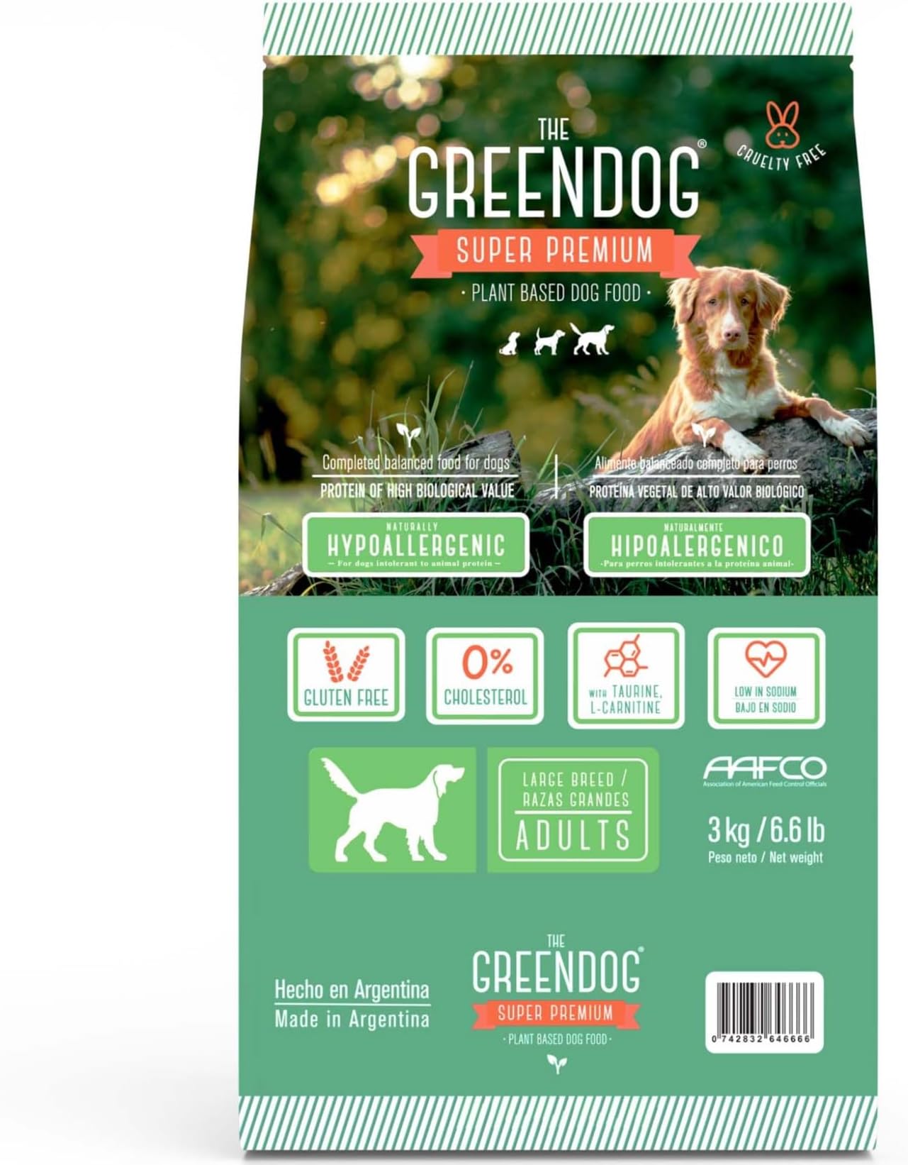 The Green Dog Adult Dog Food 3 kgs 100% Vegan | Veg Adult Dry Dog Food | Naturally Hypoallergenic | Gluten Free | Vegetarian | Healthy Heart| USFDA Approved Food Grade