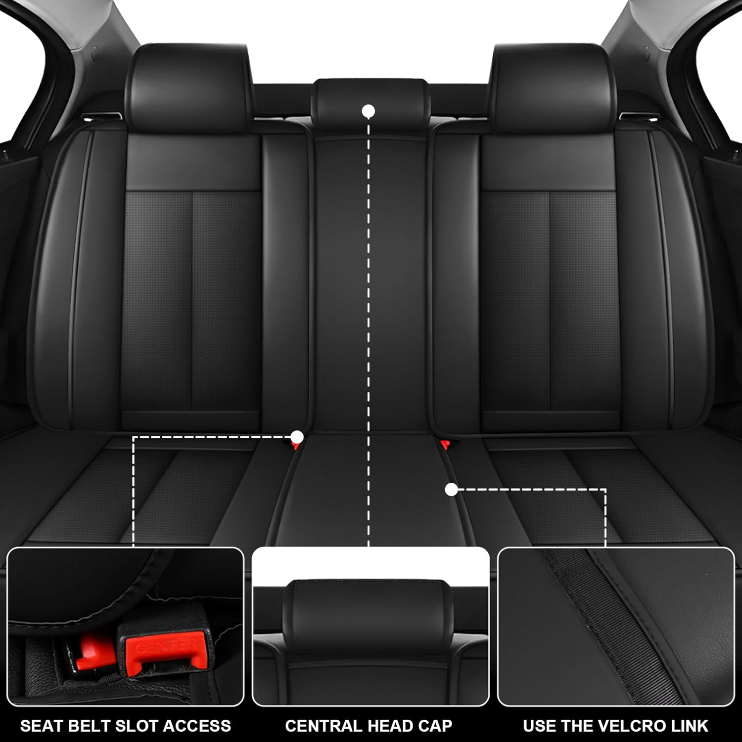 Custom Fit Seat Covers for Ford Transit 2014-2024, Abrasion & Stain-Resistant Leatherette, Soft Breathable Design for Lasting Comfort(5 Seats Luxury,Black)