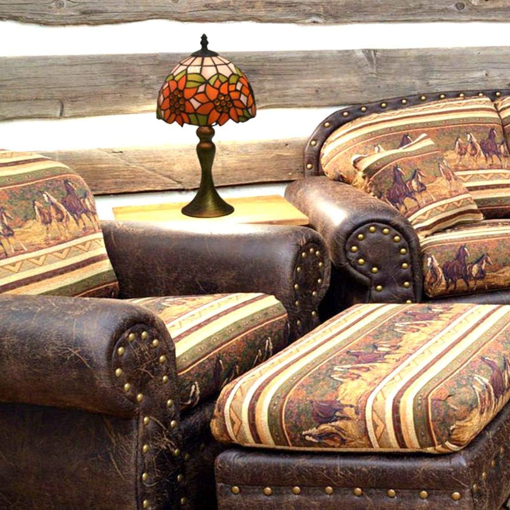 Exclusive Tiffany Style Lamps Sunflower Small Table Desk Light 15 Inches Tall Stained Glass 8 Inches Wide Lamp Shade Vintage Antique Accent Lamp for Living Bedside Coffee Room College Dorm