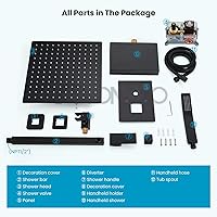 Vista 7 de gotonovo Juego de grifo de ducha mezclador de lluvia negro mate con boquilla de cascada, cabezal de ducha cuadrado de 10 pulgadas con rociador