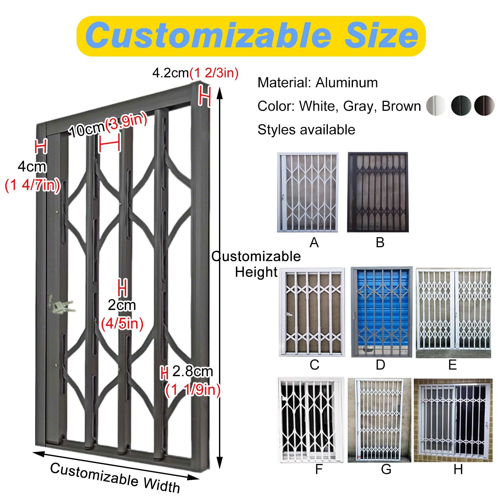 Barras de seguridad horizontales de aluminio para ventana, riel protector antirrobo retráctil con doble bloqueo para ventanas de dormitorio y balcón, vallas de seguridad y puertas