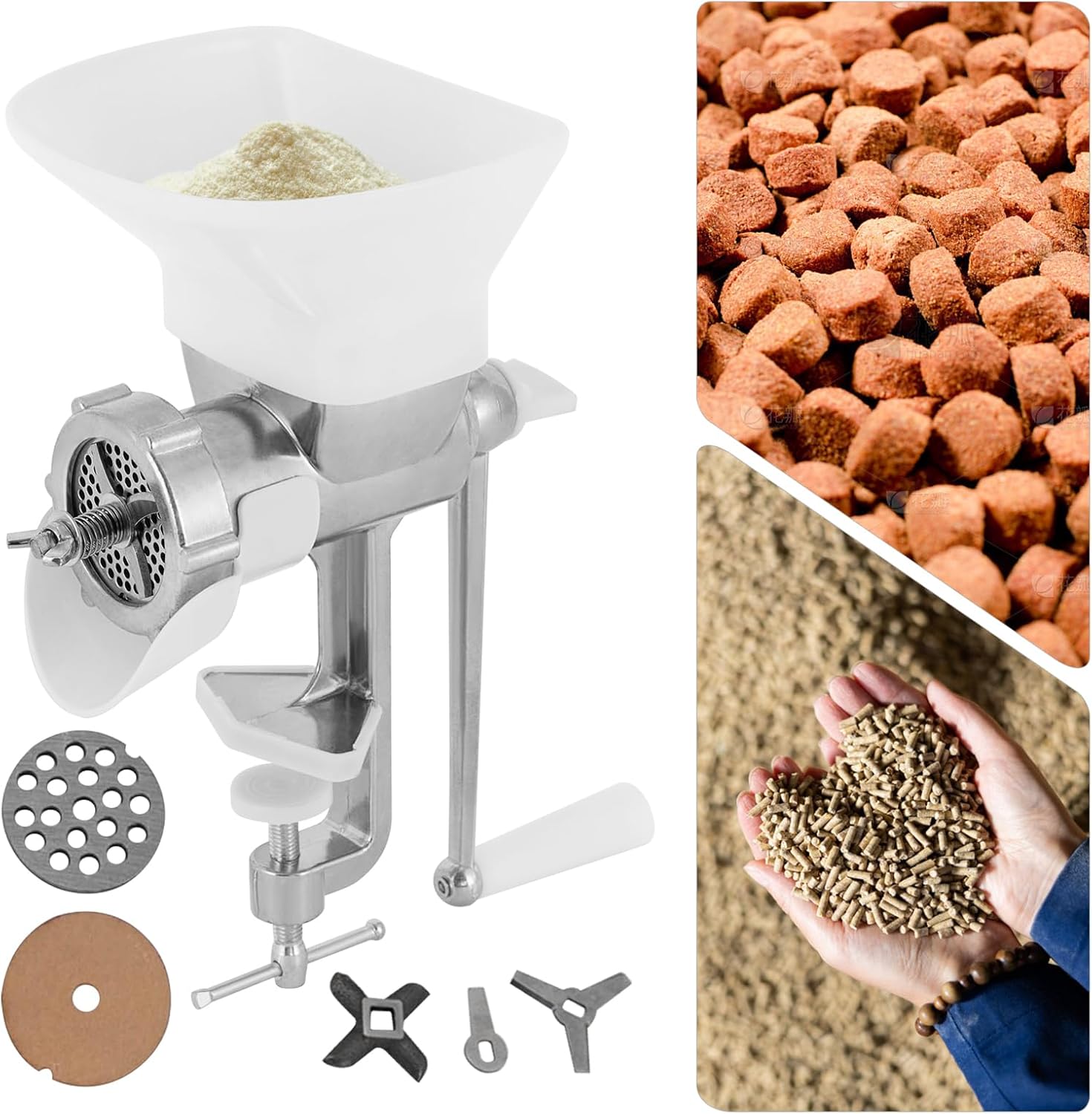Manual Animals Food Maker Feed Pellet Machine for Pets - Stainless Steel Pellet Plate & Easy Assembly, Cost Saving, Durable Aluminum Alloy Body