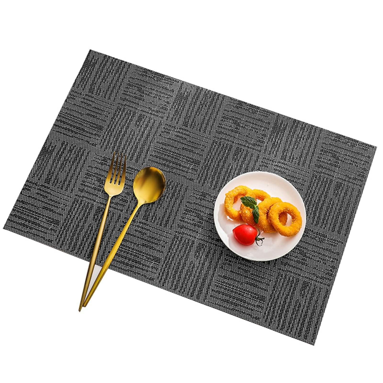Platzsets Waschbar 10er Set, 45 x 30 cm Platzset Modern 70% PVC+30% PET Rechteck Dunkelgrau, Einfarbig mit Rechteck