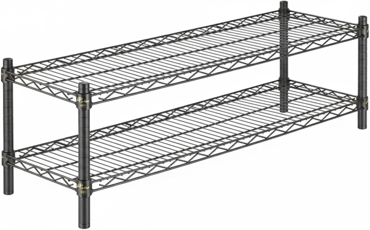 APLSS 12" d x 60" w Black Epoxy Wire Shelving with 2 Tier Shelves, NSF Certified, Height Adjustable, Moist&Dry Environments, for Kitchen Garage Walk-in Cooler&Freezer, 800lbs Capacity Black 12"×60"×14"