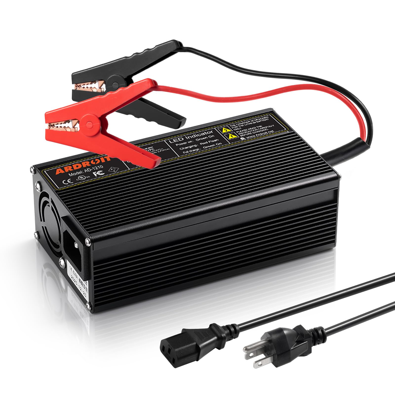 Ardroit 14.6V 10A Lithium Battery Charger 12V LiFePO4 Battery Charger AC-DC Smart Charger with LED Indicator Special for LiFePO4 Deep Cycle Rechargeable Batteries of Boat, RV