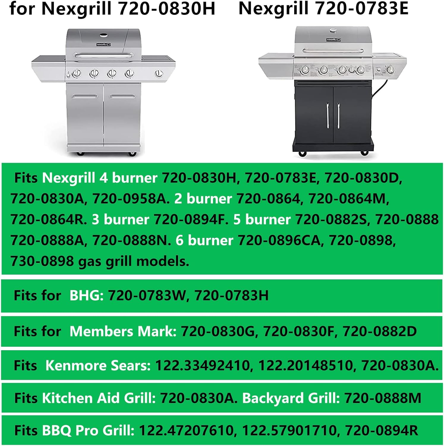Hongso 304 Stainless Steel Burner Tubes & Heat Shields – Replacement for Nexgrill 4-Burner 720-0830H, 720-0830D, 720-0830X, 720-0783E, 720-0958A, Member's Mark & Kenmore Gas Grills