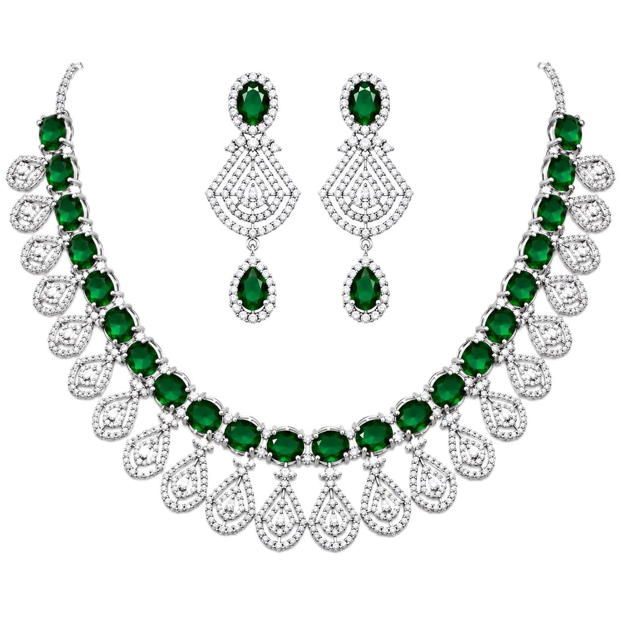 Emerald Green Necklace Set-image-41