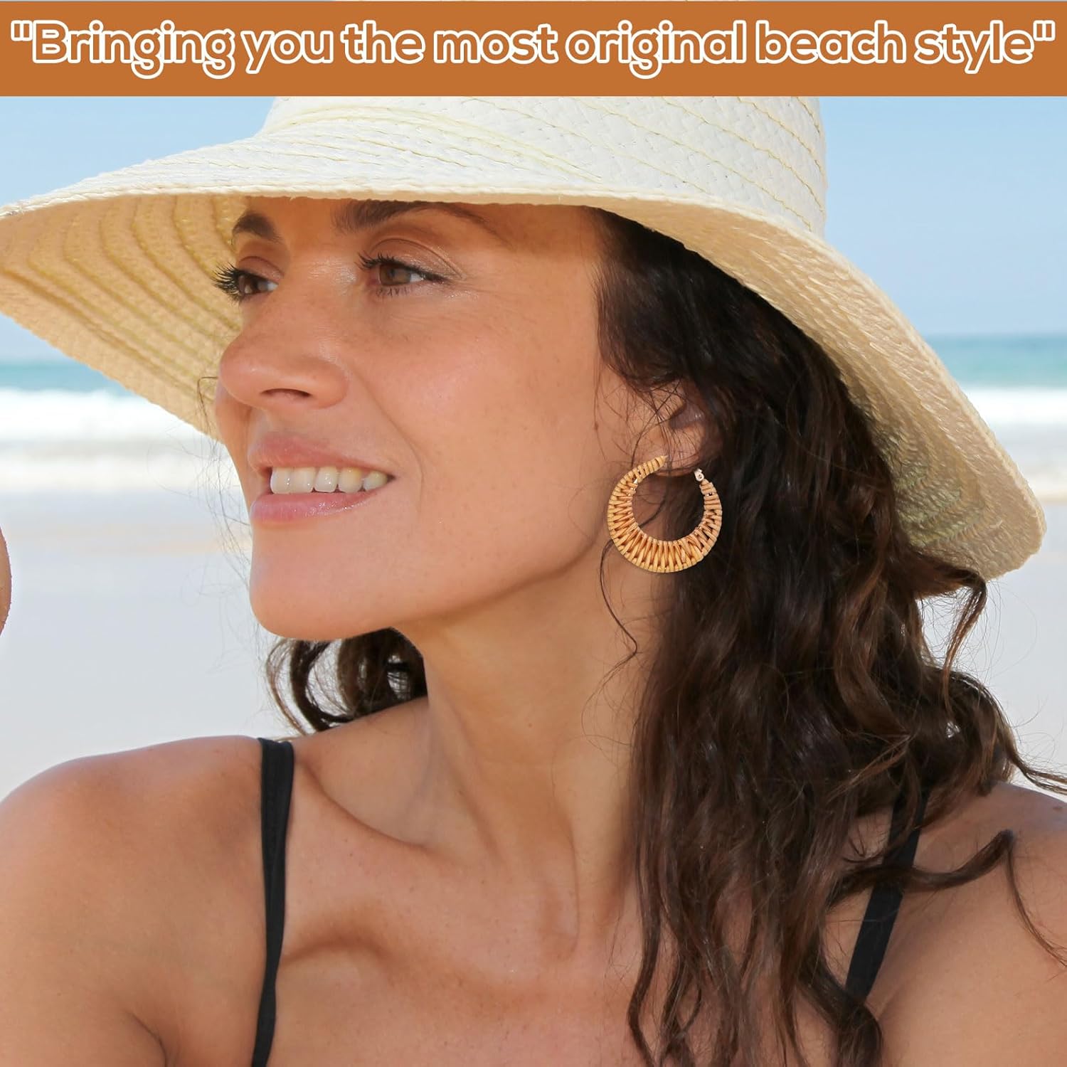 Boho Handwoven Rattan Hoop Earrings, Summer Beach Rattan Earrings Cute Hoop Dangle Drop Lightweight Bohemian Weaving Jewelry for Women Fashion Travel Essentials - Image 7