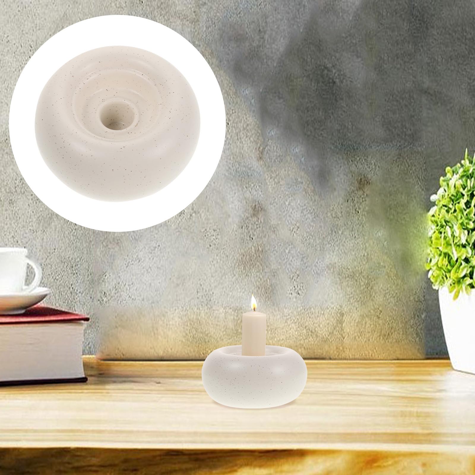 Toyvian 4 Piezas Candelabro de Cerámica Blanco Moderno para Té y Mesa