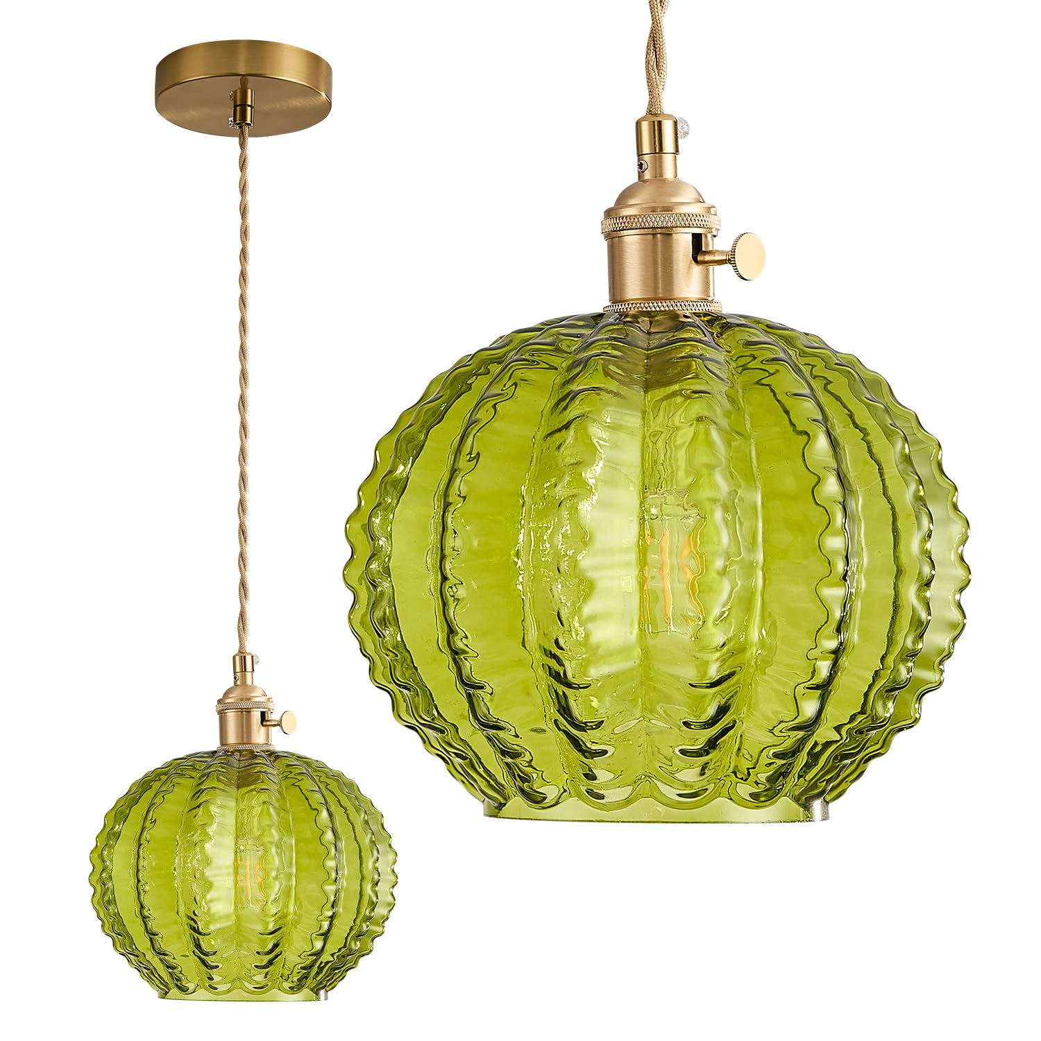 DHDSOUR Green Glass Pendant Light