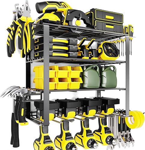 Miniatura 1 de Organizador de herramientas eléctricas para montaje en pared, soporte inalámbrico para taladro y organización de garaje, organizador de estante de